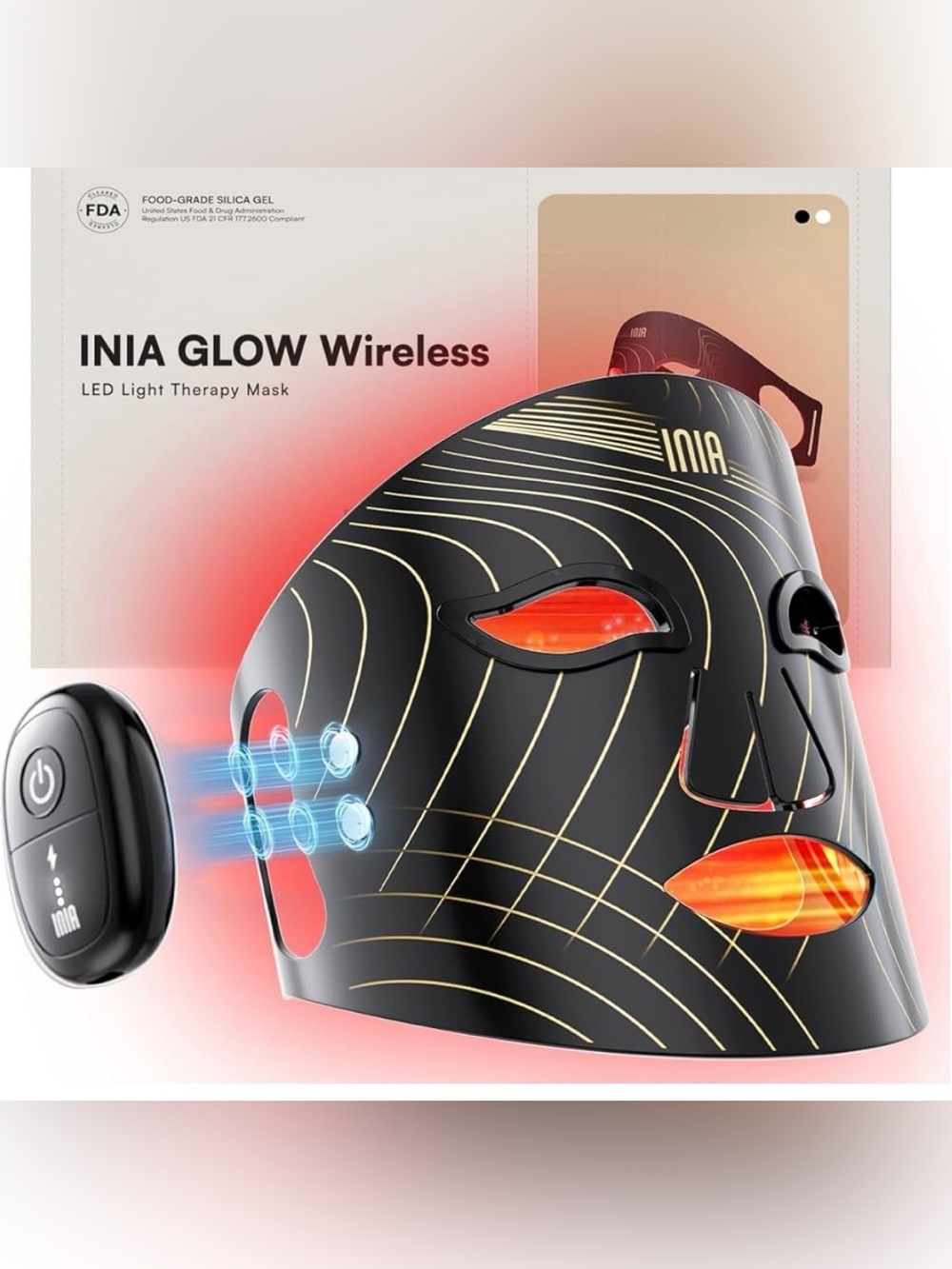 Glow Wireless LED Light Therapy Mask - Black